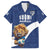 Custom Finland Football Lion Mascot Family Matching Off The Shoulder Long Sleeve Dress and Hawaiian Shirt Huuhkajat with Finnish Folk Paterns