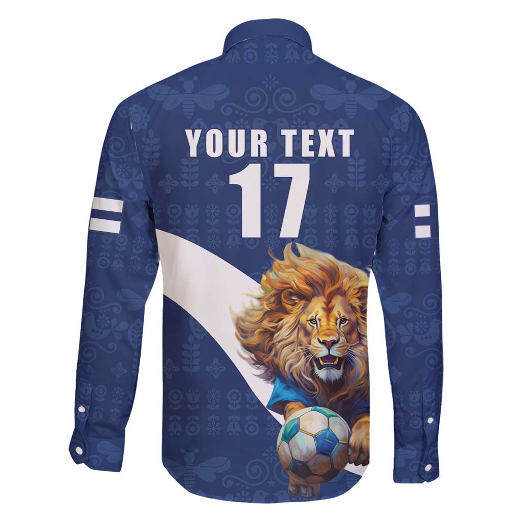 Custom Finland Football Lion Mascot Family Matching Tank Maxi Dress and Hawaiian Shirt Huuhkajat with Finnish Folk Paterns