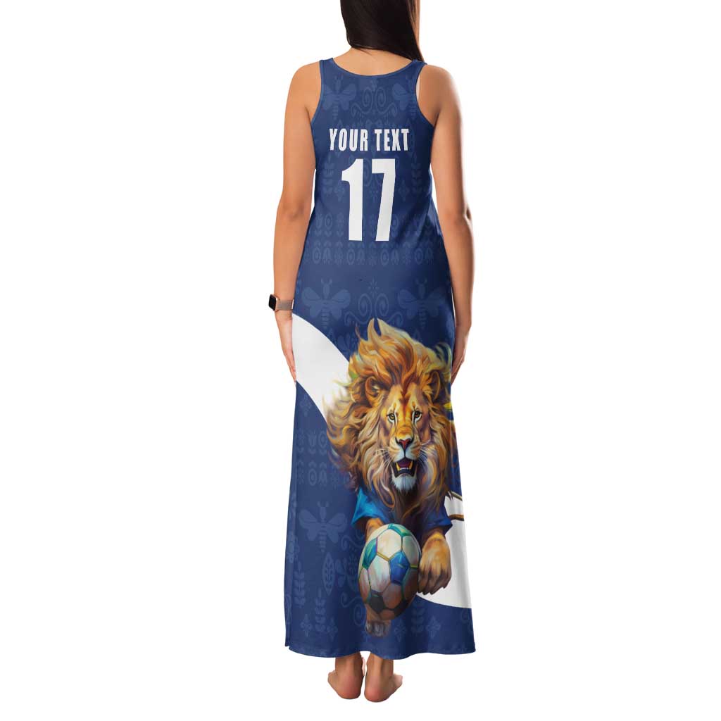 Custom Finland Football Lion Mascot Family Matching Tank Maxi Dress and Hawaiian Shirt Huuhkajat with Finnish Folk Paterns
