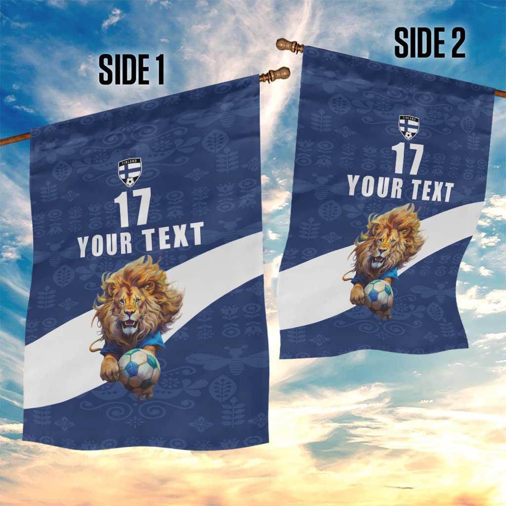 Custom Finland Football Lion Mascot Garden Flag Huuhkajat with Finnish Folk Paterns