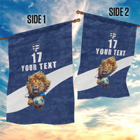 Custom Finland Football Lion Mascot Garden Flag Huuhkajat with Finnish Folk Paterns