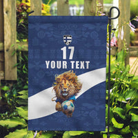 Custom Finland Football Lion Mascot Garden Flag Huuhkajat with Finnish Folk Paterns