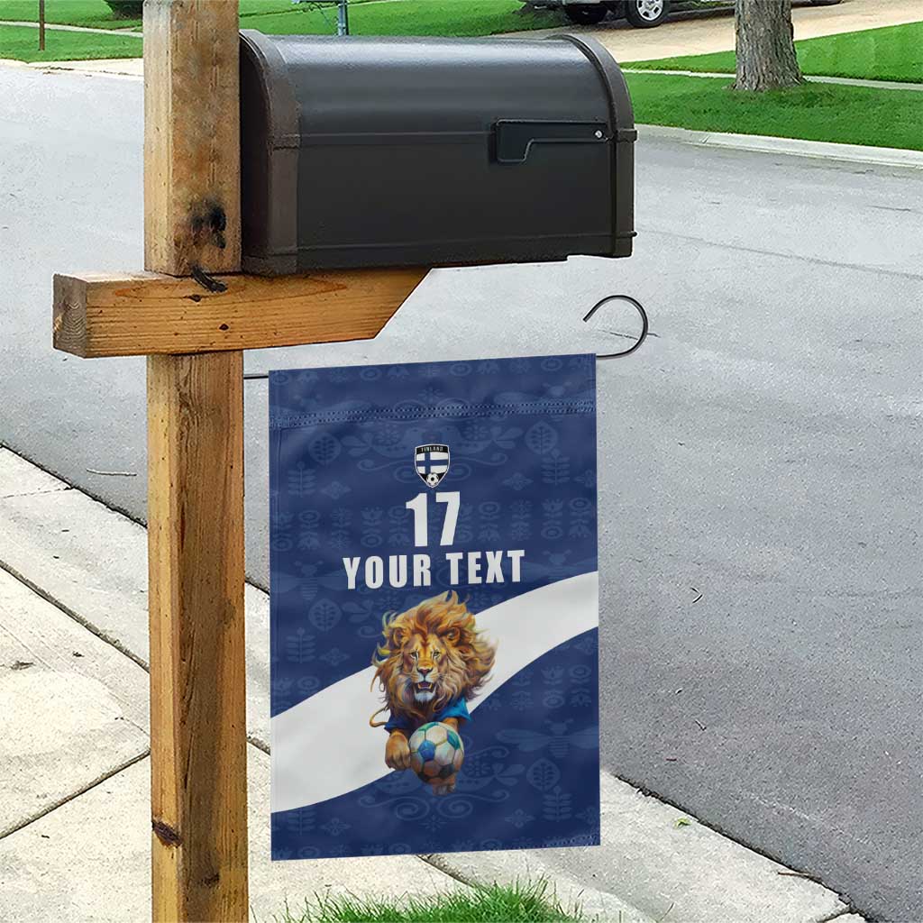 Custom Finland Football Lion Mascot Garden Flag Huuhkajat with Finnish Folk Paterns