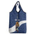 Custom Finland Football Lion Mascot Grocery Bag Huuhkajat with Finnish Folk Paterns