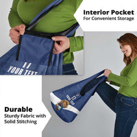 Custom Finland Football Lion Mascot Grocery Bag Huuhkajat with Finnish Folk Paterns