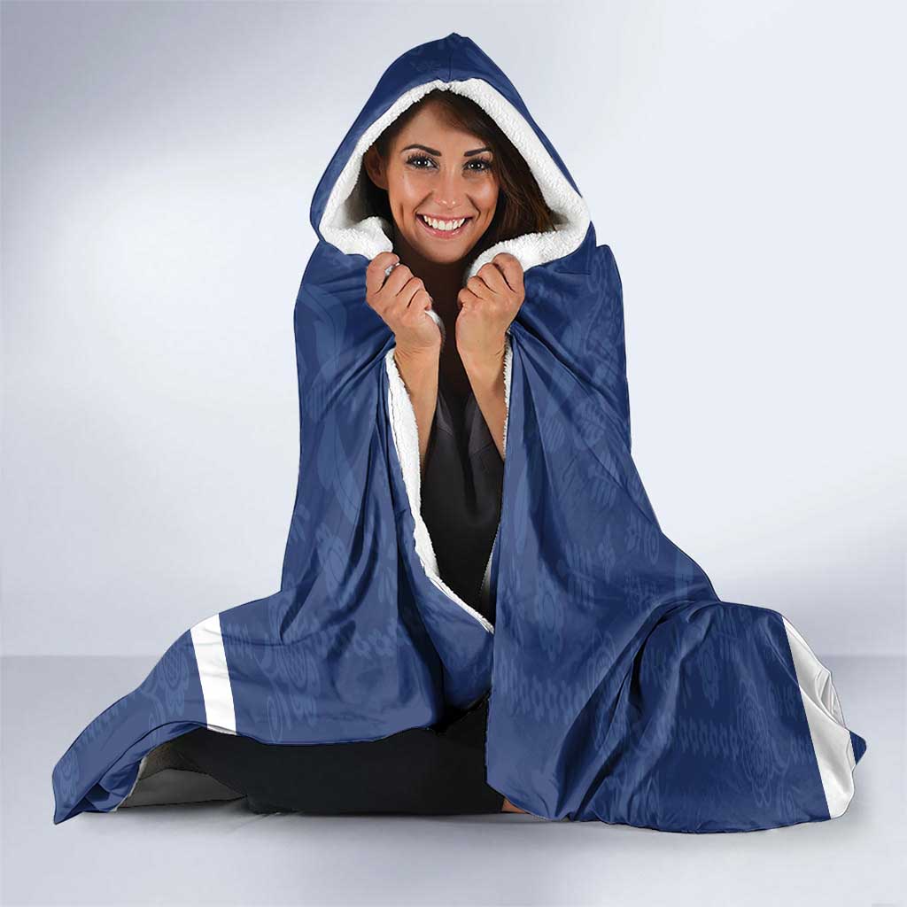 Custom Finland Football Lion Mascot Hooded Blanket Huuhkajat with Finnish Folk Paterns