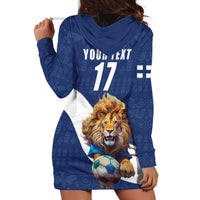 Custom Finland Football Lion Mascot Hoodie Dress Huuhkajat with Finnish Folk Paterns