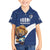 Custom Finland Football Lion Mascot Kid Hawaiian Shirt Huuhkajat with Finnish Folk Paterns