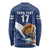 Custom Finland Football Lion Mascot Long Sleeve Shirt Huuhkajat with Finnish Folk Paterns
