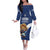 Custom Finland Football Lion Mascot Off The Shoulder Long Sleeve Dress Huuhkajat with Finnish Folk Paterns