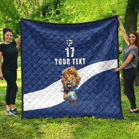 Custom Finland Football Lion Mascot Quilt Huuhkajat with Finnish Folk Paterns