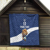 Custom Finland Football Lion Mascot Quilt Huuhkajat with Finnish Folk Paterns