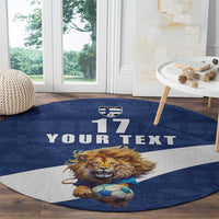 Custom Finland Football Lion Mascot Round Carpet Huuhkajat with Finnish Folk Paterns