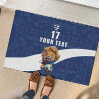 Custom Finland Football Lion Mascot Rubber Doormat Huuhkajat with Finnish Folk Paterns