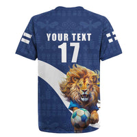 Custom Finland Football Lion Mascot Rugby Jersey Huuhkajat with Finnish Folk Paterns