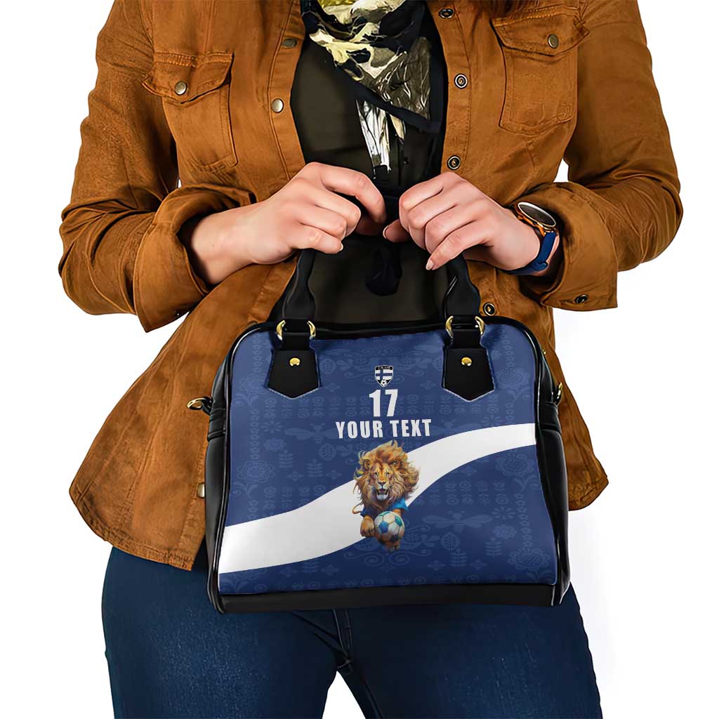 Custom Finland Football Lion Mascot Shoulder Handbag Huuhkajat with Finnish Folk Paterns