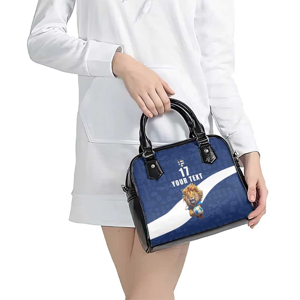 Custom Finland Football Lion Mascot Shoulder Handbag Huuhkajat with Finnish Folk Paterns