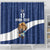 Custom Finland Football Lion Mascot Shower Curtain Huuhkajat with Finnish Folk Paterns