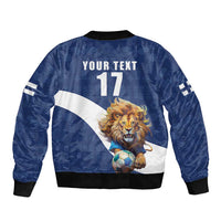 Custom Finland Football Lion Mascot Sleeve Zip Bomber Jacket Huuhkajat with Finnish Folk Paterns
