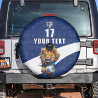 Custom Finland Football Lion Mascot Spare Tire Cover Huuhkajat with Finnish Folk Paterns