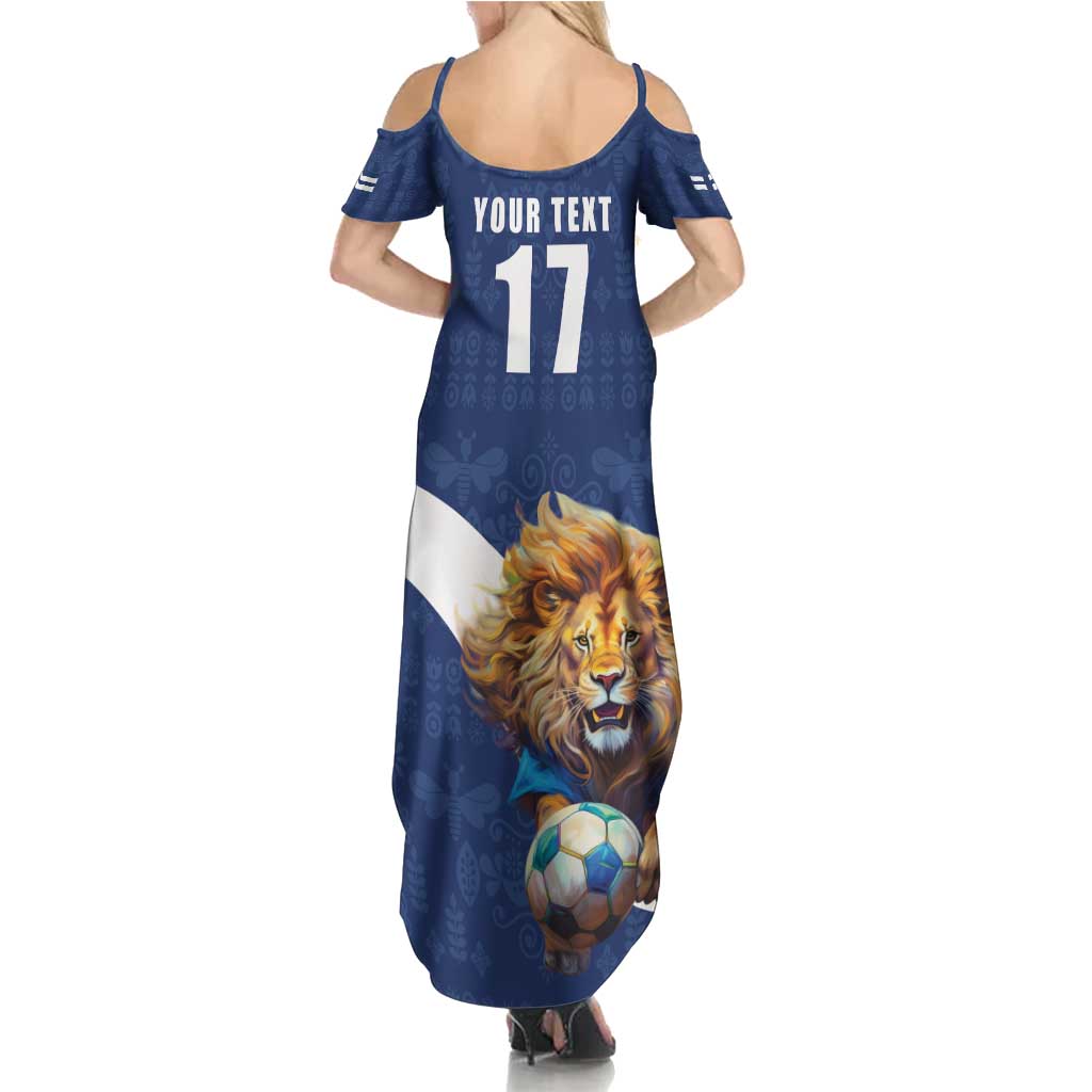 Custom Finland Football Lion Mascot Summer Maxi Dress Huuhkajat with Finnish Folk Paterns