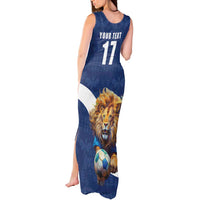 Custom Finland Football Lion Mascot Tank Maxi Dress Huuhkajat with Finnish Folk Paterns