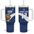 Custom Finland Football Lion Mascot Tumbler With Handle Huuhkajat with Finnish Folk Paterns