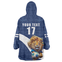 Custom Finland Football Lion Mascot Wearable Blanket Hoodie Huuhkajat with Finnish Folk Paterns