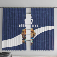 Custom Finland Football Lion Mascot Window Curtain Huuhkajat with Finnish Folk Paterns