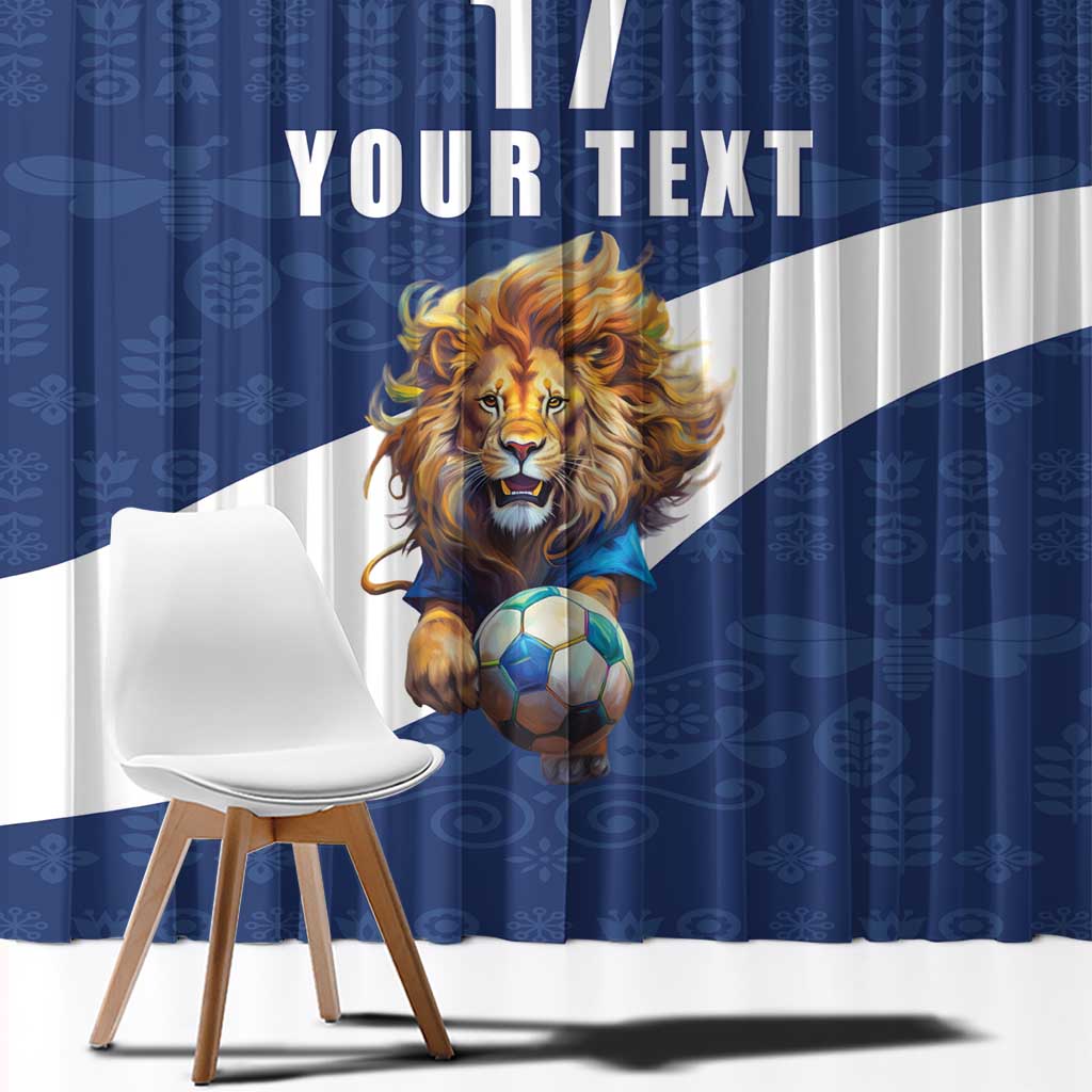 Custom Finland Football Lion Mascot Window Curtain Huuhkajat with Finnish Folk Paterns