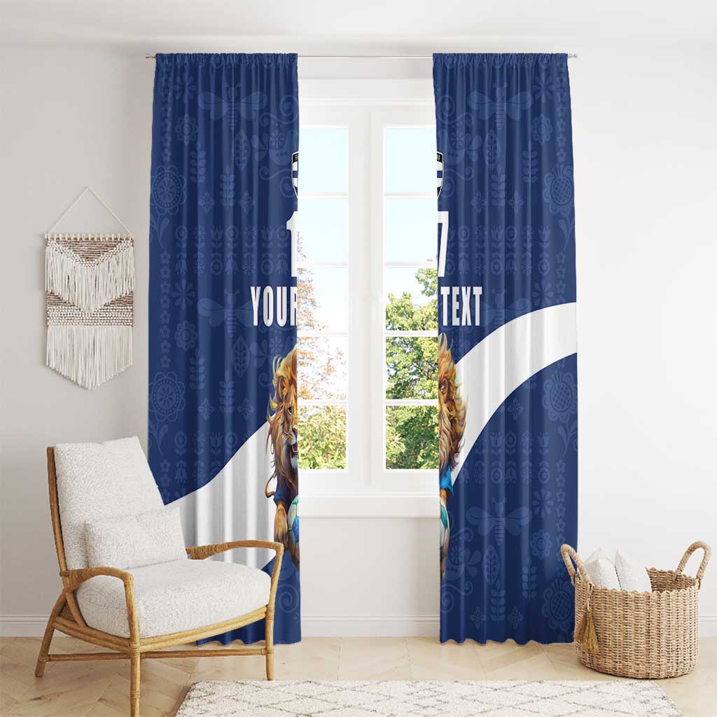 Custom Finland Football Lion Mascot Window Curtain Huuhkajat with Finnish Folk Paterns