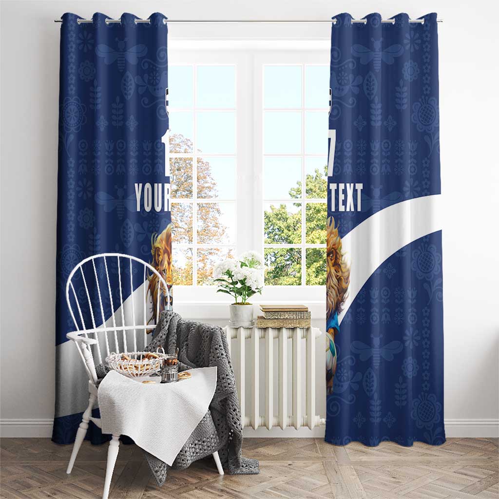 Custom Finland Football Lion Mascot Window Curtain Huuhkajat with Finnish Folk Paterns