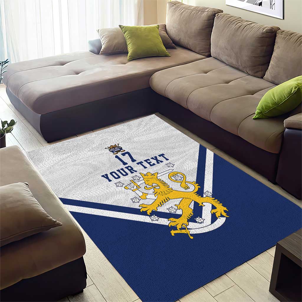 Custom Finland Ice Hockey We are Champions Area Rug Sporty Style Come on Leijonat