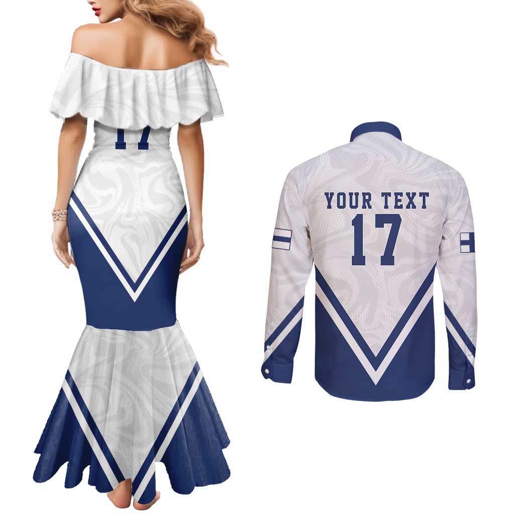 Custom Finland Ice Hockey We are Champions Couples Matching Mermaid Dress and Long Sleeve Button Shirt Sporty Style Come on Leijonat