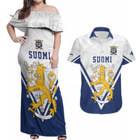 Custom Finland Ice Hockey We are Champions Couples Matching Off Shoulder Maxi Dress and Hawaiian Shirt Sporty Style Come on Leijonat