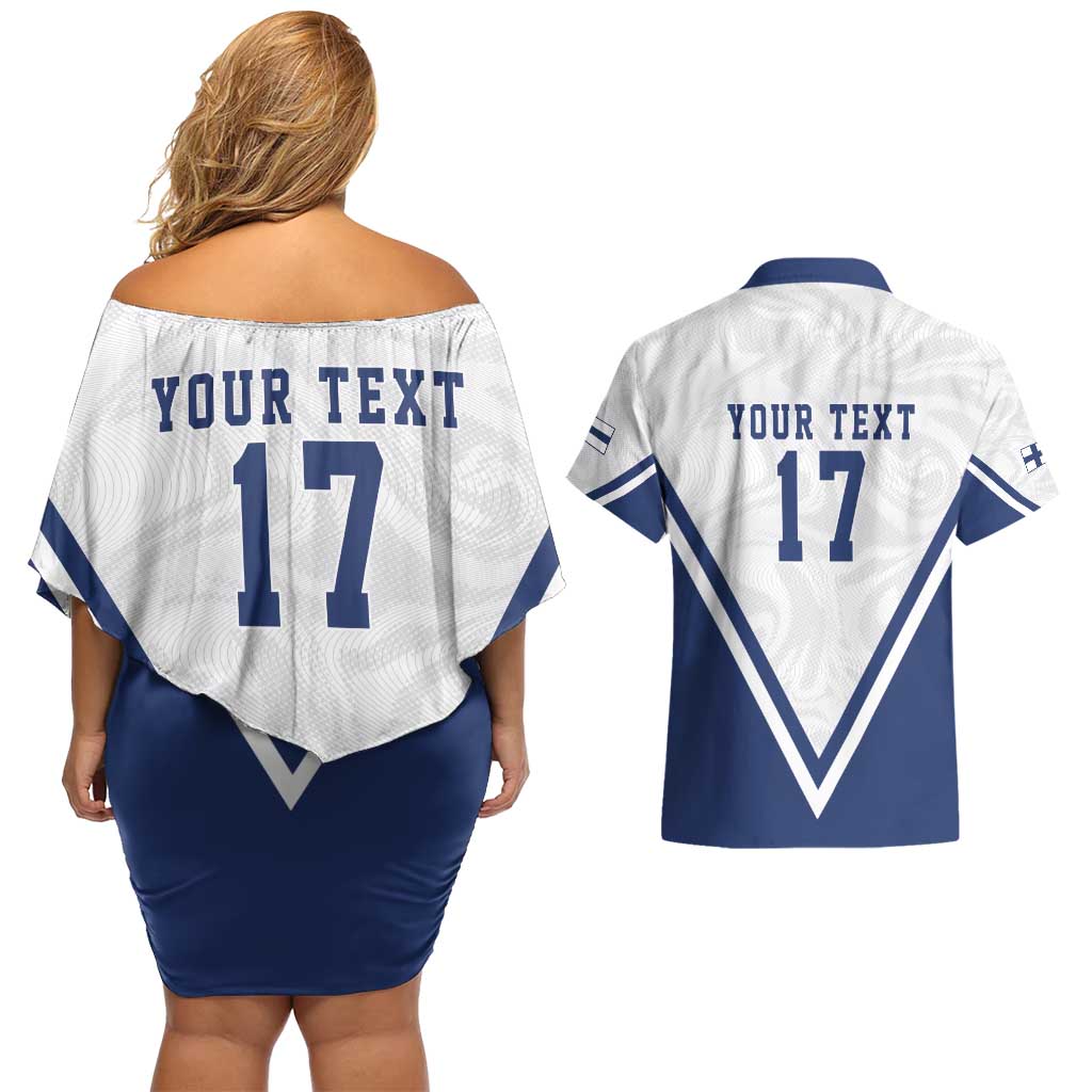 Custom Finland Ice Hockey We are Champions Couples Matching Off Shoulder Short Dress and Hawaiian Shirt Sporty Style Come on Leijonat