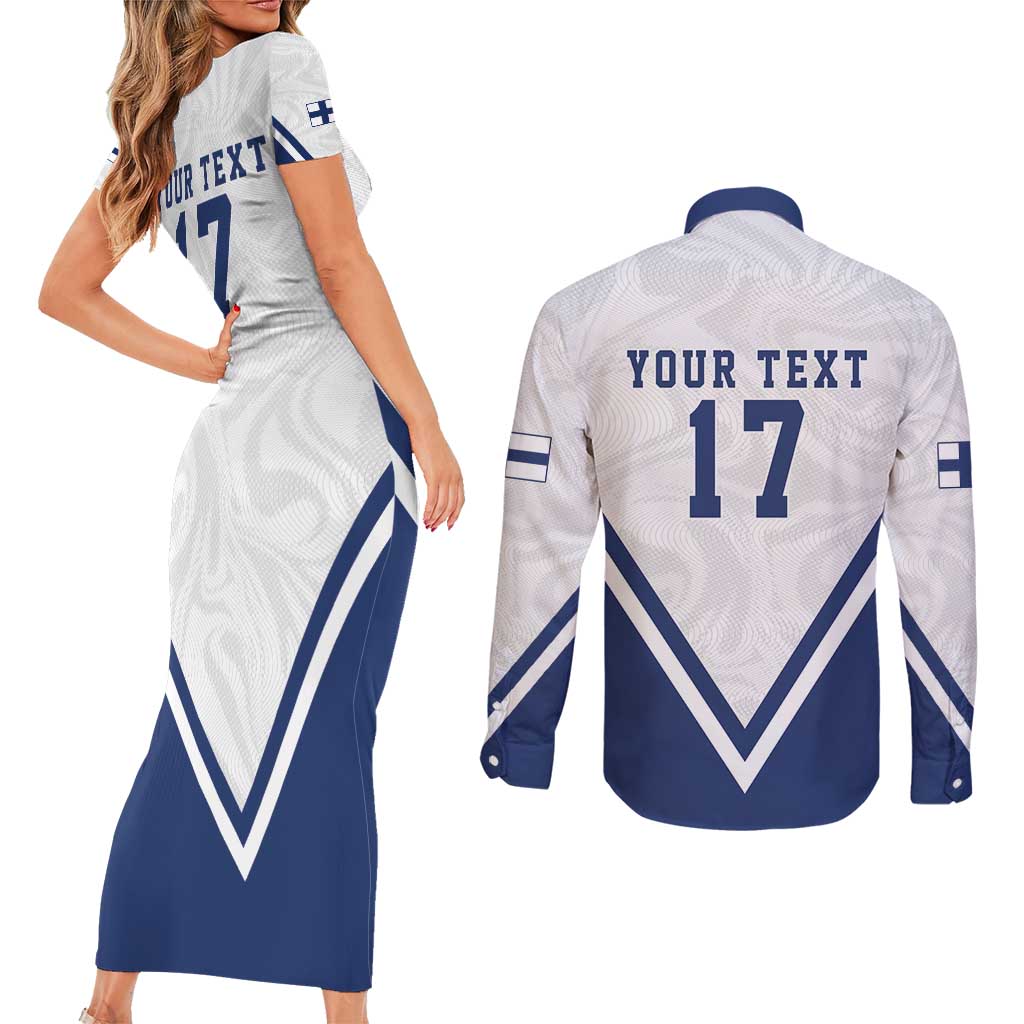 Custom Finland Ice Hockey We are Champions Couples Matching Short Sleeve Bodycon Dress and Long Sleeve Button Shirt Sporty Style Come on Leijonat