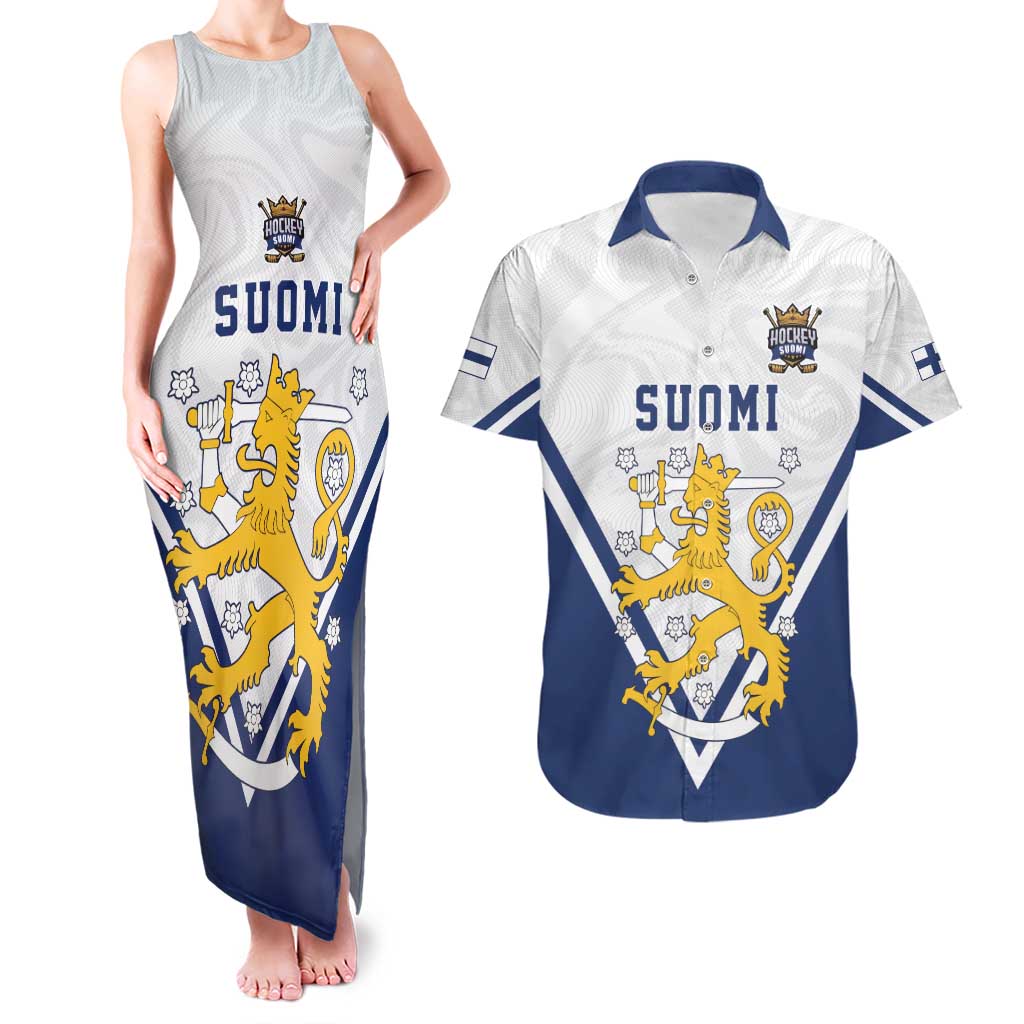 Custom Finland Ice Hockey We are Champions Couples Matching Tank Maxi Dress and Hawaiian Shirt Sporty Style Come on Leijonat