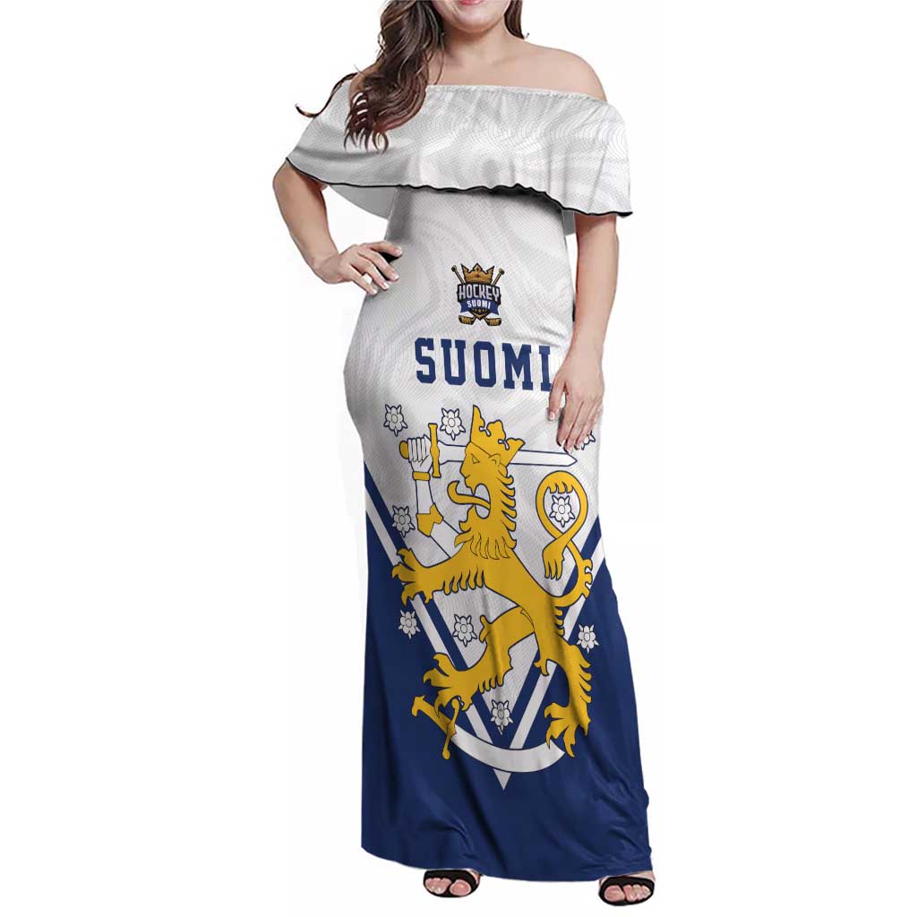 Custom Finland Ice Hockey We are Champions Family Matching Off Shoulder Maxi Dress and Hawaiian Shirt Sporty Style Come on Leijonat
