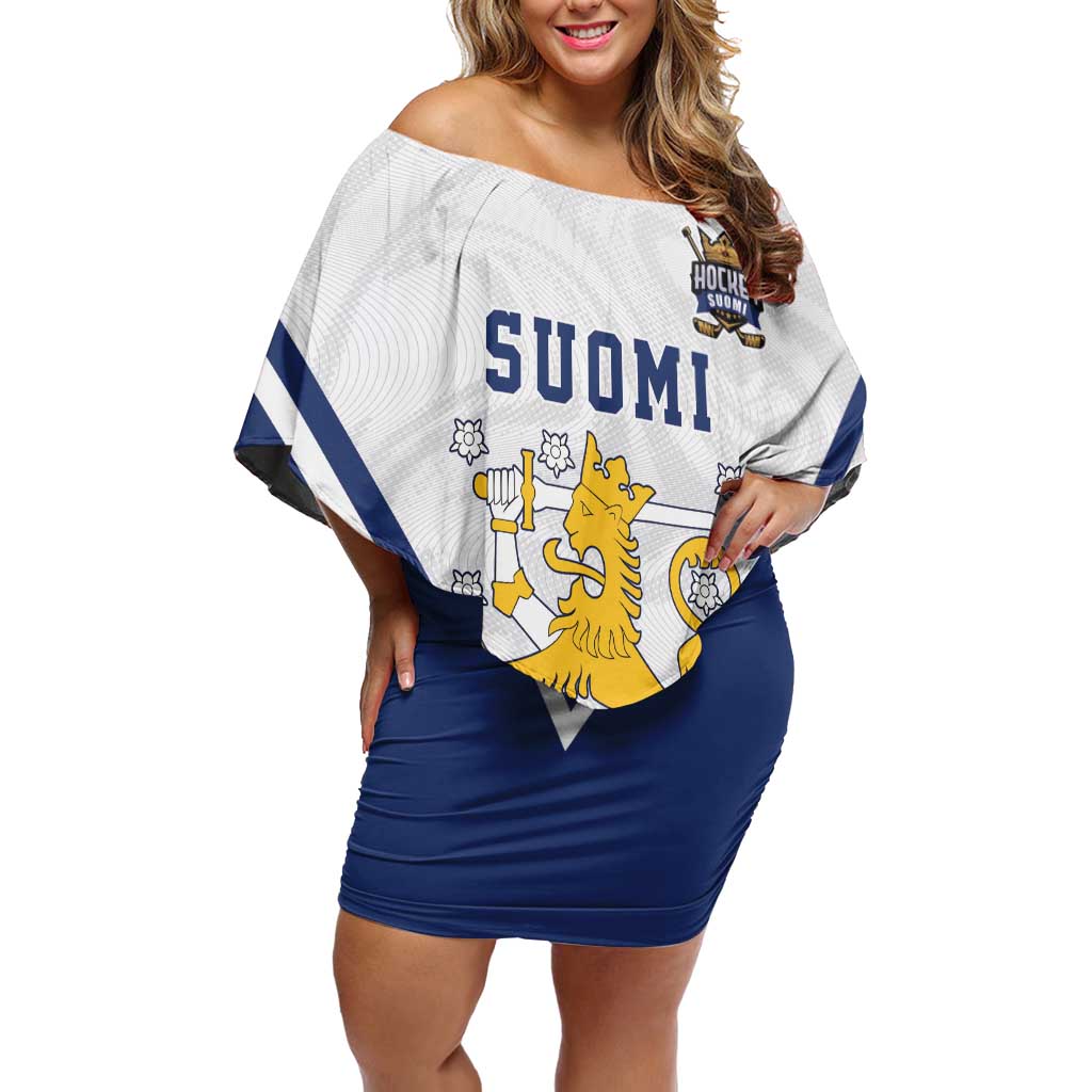 Custom Finland Ice Hockey We are Champions Family Matching Off Shoulder Short Dress and Hawaiian Shirt Sporty Style Come on Leijonat