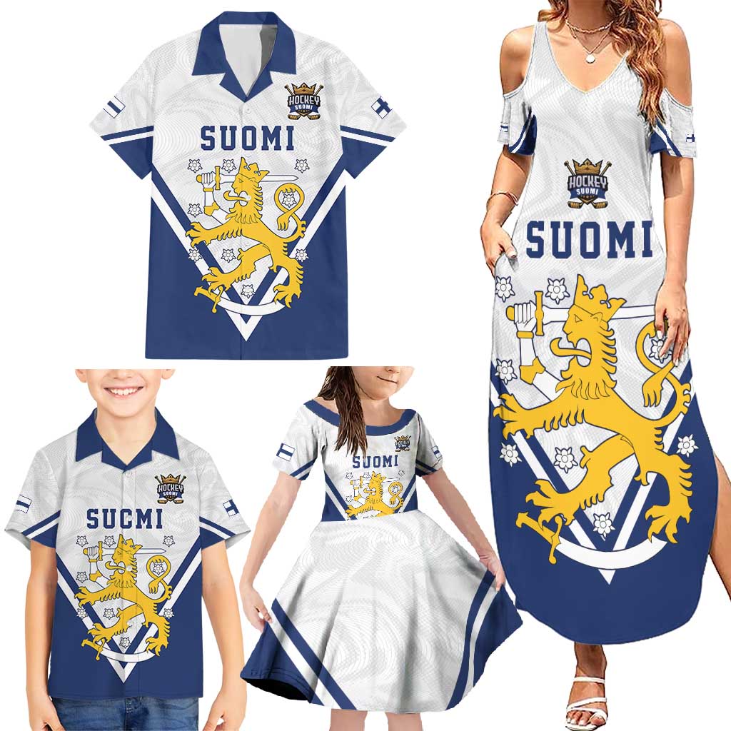 Custom Finland Ice Hockey We are Champions Family Matching Summer Maxi Dress and Hawaiian Shirt Sporty Style Come on Leijonat