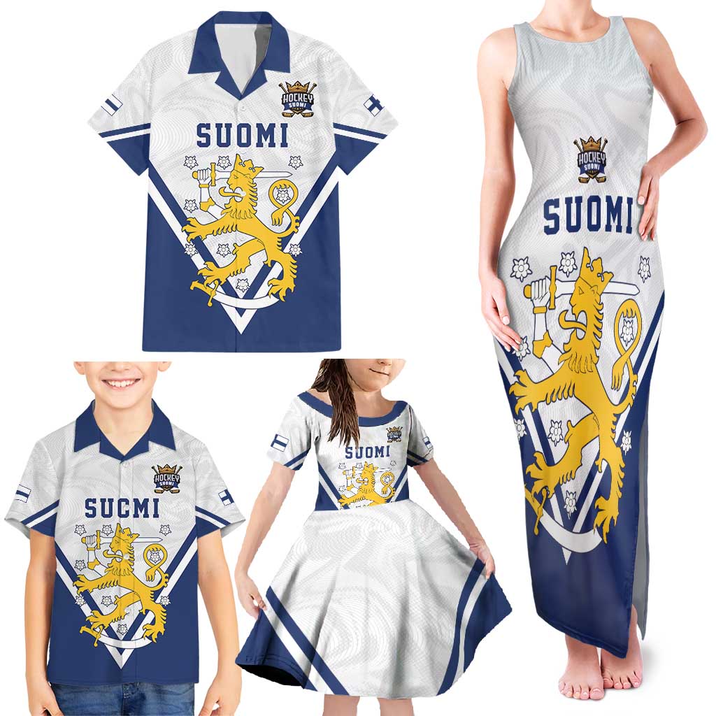 Custom Finland Ice Hockey We are Champions Family Matching Tank Maxi Dress and Hawaiian Shirt Sporty Style Come on Leijonat