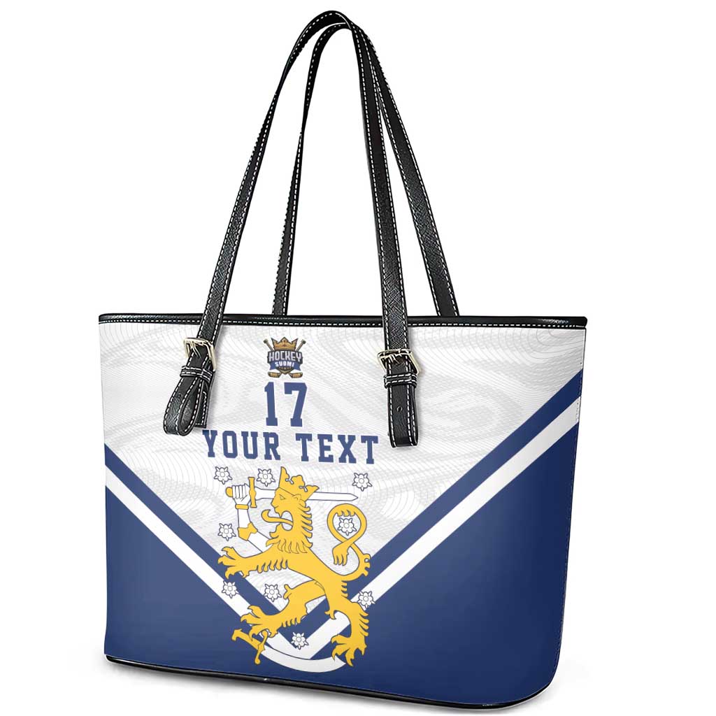 Custom Finland Ice Hockey We are Champions Leather Tote Bag Sporty Style Come on Leijonat