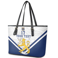 Custom Finland Ice Hockey We are Champions Leather Tote Bag Sporty Style Come on Leijonat