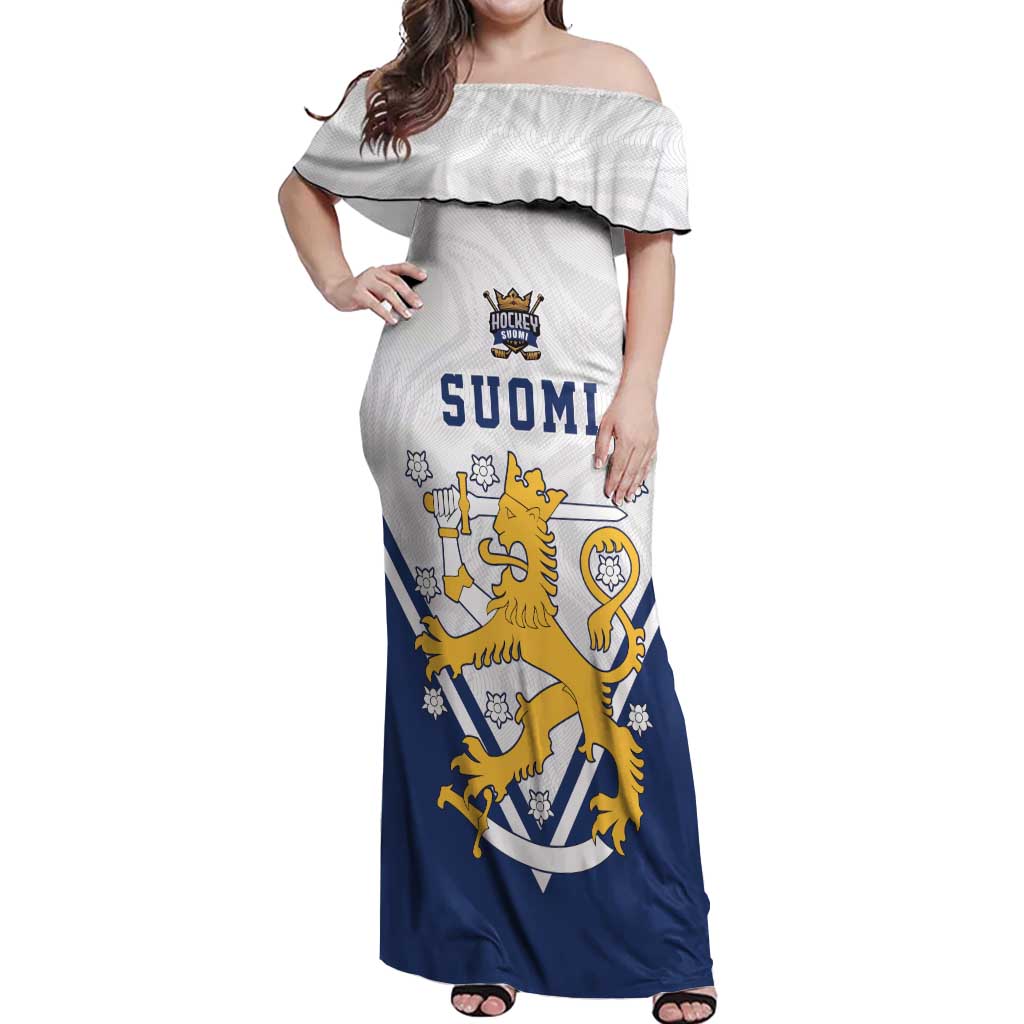 Custom Finland Ice Hockey We are Champions Off Shoulder Maxi Dress Sporty Style Come on Leijonat