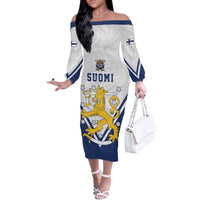 Custom Finland Ice Hockey We are Champions Off The Shoulder Long Sleeve Dress Sporty Style Come on Leijonat