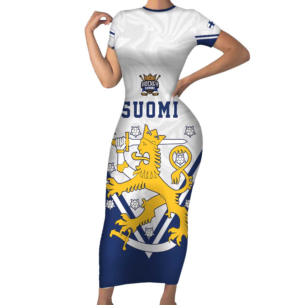 Custom Finland Ice Hockey We are Champions Short Sleeve Bodycon Dress Sporty Style Come on Leijonat