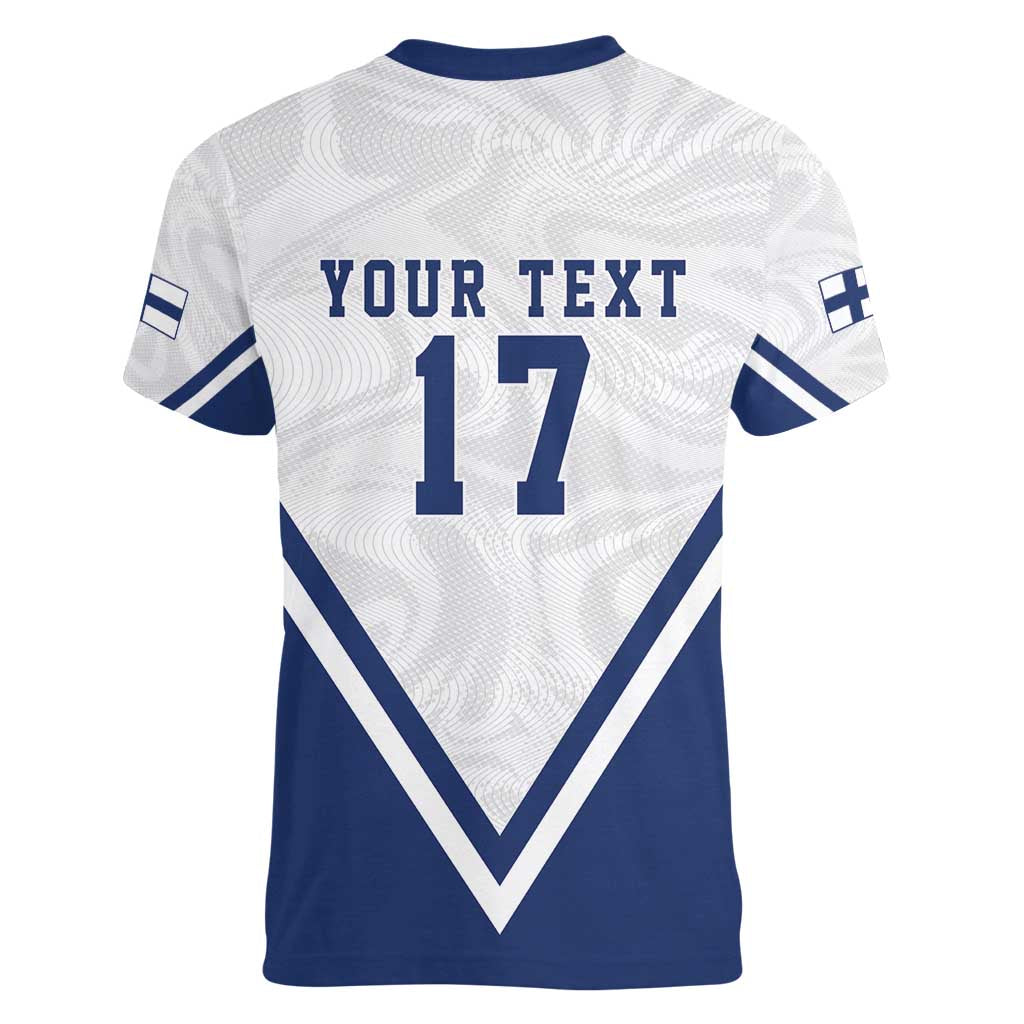 Custom Finland Ice Hockey We are Champions Women V-Neck T-Shirt Sporty Style Come on Leijonat