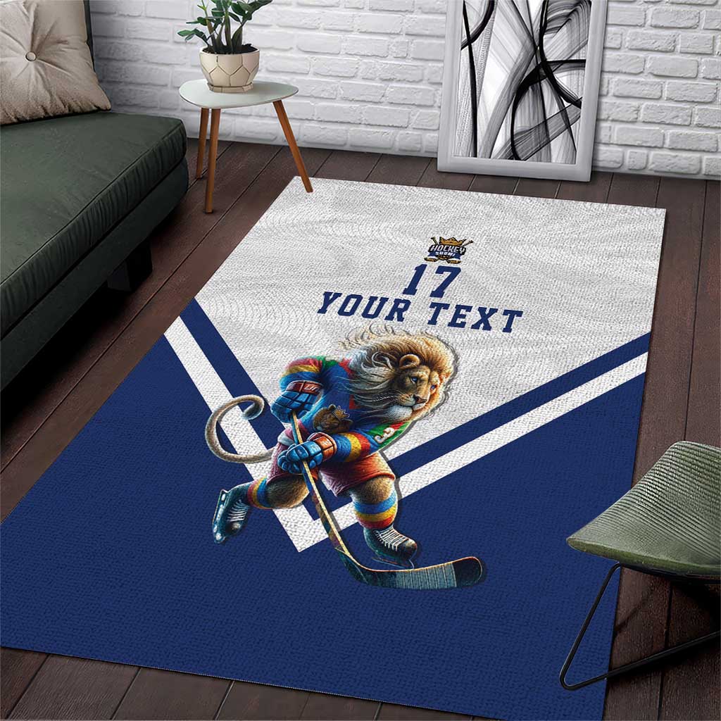 Custom Finland Ice Hockey Lion Mascot Area Rug Sporty Style Come on Leijonat