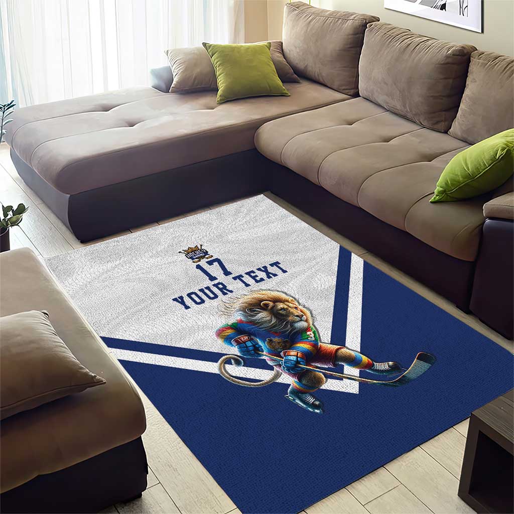 Custom Finland Ice Hockey Lion Mascot Area Rug Sporty Style Come on Leijonat